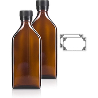 Flacon en verre ambré de 250 ml / 8 oz pour médicaments liquides de pharmacie avec joint inviolable à nervures noires et insert de versement