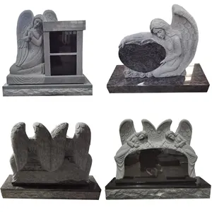 공장 직접 판매 기념비 묘비 및 묘비 새로운 디자인의 검은 화강암 사랑의 천사