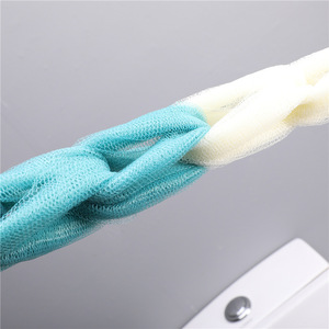 Japanese-style fine mesh bath <b>strip</b> for adults, with floral pattern, back scrubbing <b>strip</b>, and long back scrubbing <b>strip</b>. - Product Image 4