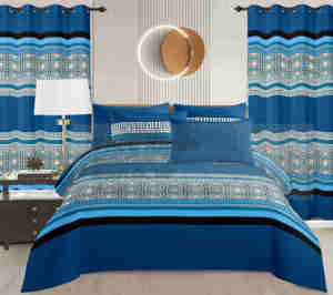 Offre Spéciale : Ensemble de Draps de Lit 8 Pièces avec Rideaux, Taille King, Imprimé, Drap Plat et Drap Housse, Prêt à Expédier, Parure de Lit pour l'Été - Product Image 5
