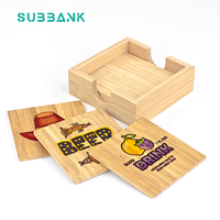 Ensemble de 5 sous-verres en bambou vierges pour sublimation, sous-verres en bois pour tasses à thé, sous-verres en bambou avec support