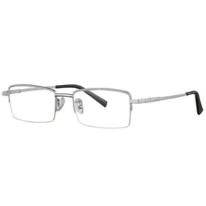 Venta al por mayor de fábrica, medio borde, marco rectangular de Metal barato, anteojos ópticos, marcos de gafas de cristal