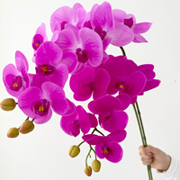 Fleurs d'orchidée papillon Phalaenopsis artificielles de haute qualité, faites à la main, luxe léger, latex, 9 têtes, toucher réel, Noël, mariage