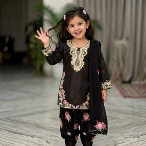 Ensemble Salwar brodé pour filles avec dupatta, ensemble kurta ethnique pour mariage, fête ou tenue décontractée - Product Image 1