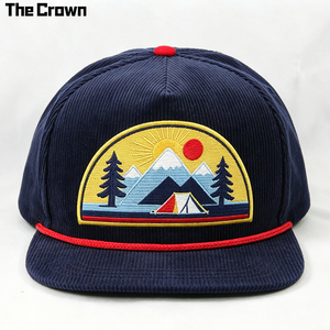 Gorra de 5 Paneles de Pana con Logotipo Personalizado, Venta al por Mayor, Parche Bordado, Estilo Camping, Visera Plana, Fabricante - Product Image 3