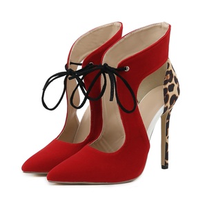2023 New Sexy Red Pointed Toe Lace up High Heels Women Slingback Sandals Summer Party Prom <b>Shoes</b> Leopard Print Pumps Mule - Product Image 6