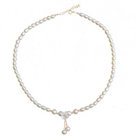 Collier de perles d'eau douce de mode, collier de mariage pour femmes, collier de perles de fleurs dorées