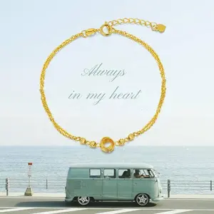 Venta al por mayor de alta calidad 18K oro joyería amor nudo <span class=keywords><strong>y</strong></span> cuenta doble cadena pulsera de mano - Product Image 6