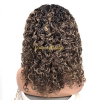 Perruque mi-tête en cheveux humains vierges bruts, avec couleur de racine personnalisée, styles Afro Kinky Curly, Coily Wave, Wavy, U-Part et V-Part, fabriquée à la machine