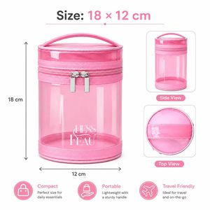 Custom Clear PVC Cylinder Cosmetic Bag 18x12cm Transparent Travel Toiletry <b>Makeup</b> Organizer <b>Case</b> - Product Image 2