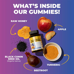 Gummies véganes pressées à l'or de graines de cumin noir, marque privée OEM, pour la croissance des cheveux (supplément) - Product Image 2