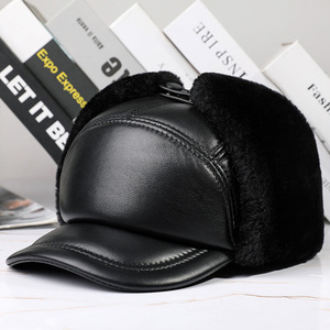 R012 Cừu Mũ Da Lông Cừu Bên Trong Lông Mũ Da Tự Nhiên Mũ Mùa Đông Beret Mũ Baker Cậu Bé Hat - Product Image 5