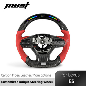 Volante de Fibra de Carbono LED Personalizado con Agarres Rojos para ES RX <span class=keywords><strong>LX</strong></span> <span class=keywords><strong>570</strong></span> 300h 350 450h F <span class=keywords><strong>Sport</strong></span> 2016-2021, Mejora del Interior - Product Image 2