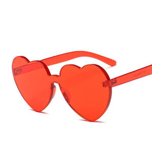 Logo personnalisé Pas Cher En Plastique En Gros Personnalisé Sans Cadre Bonbons Couleur PC Sans Monture Lunettes De Soleil Nouvelles Lunettes De Soleil À La Mode En Forme De Coeur D'amour - Product Image 4