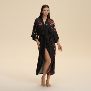Pigiama Lussuoso in Raso Floreale Stile Europeo-Americano, <span class=keywords><strong>Taglie</strong></span> <span class=keywords><strong>Forti</strong></span>, Camicia <span class=keywords><strong>da</strong></span> <span class=keywords><strong>Notte</strong></span> Lunga a <span class=keywords><strong>Maniche</strong></span> <span class=keywords><strong>Lunghe</strong></span> per Donna, Primavera/Autunno - Product Image 4