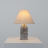 Lampe de table moderne avec base en marbre naturel, éclairage décoratif pour la maison, lampe de chevet de luxe, abat-jour en lin