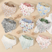 Bavoirs triangulaires en coton absorbant pour nouveau-nés, imprimés numériquement, pour garçons et filles, avec boutons-pression, pour la bave, la dentition et les repas