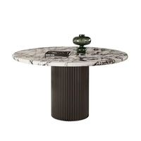Table à manger ronde en marbre de luxe moderne avec piétement cannelé pour la maison et les petits appartements