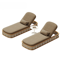 Chaise longue de jardin en rotin tressé de qualité supérieure pour hôtel, resort, patio, piscine, plage, maison d'hôtes, cour et jardin
