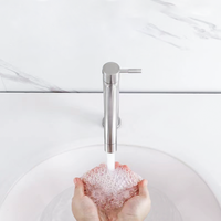 Robinet de lavabo de salle de bain commercial à levier simple et froid en acier inoxydable brossé personnalisé en gros