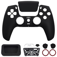 EXtremeRate Luna Coque avant noire personnalisée redessinée au toucher doux pour la réparation de la manette PS5, pièces de rechange et accessoires