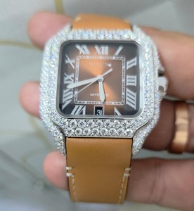 Montre de luxe pour homme ETAMovment en moissanite, affichage analogique avec chiffres romains, acier inoxydable, style antique, style professionnel, ETA - Product Image 6