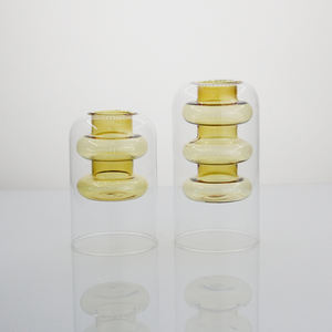 Vaso <span class=keywords><strong>in</strong></span> <span class=keywords><strong>Vetro</strong></span> <span class=keywords><strong>Colorato</strong></span> a Doppia Parete, Vaso Trasparente per <span class=keywords><strong>Centrotavola</strong></span> - Product Image 3