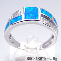 Bague de mariage en opale de feu bleue, 100% argent sterling 925 massif, bijoux en opale créée, vente en gros