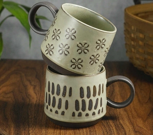 Tasses en céramique minimalistes de haute qualité, écologiques, à longue durée de vie, design artistique unique, peintes à la main, style nordique, compatibles lave-vaisselle et micro-ondes - Product Image 2