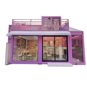 ร้านค้าตู้คอนเทนเนอร์ดัดแปลง บ้านตู้คอนเทนเนอร์ทรงสี่เหลี่ยมทันสมัย สำหรับร้านกาแฟ ร้านชา สำนักงานเคลื่อนที่ พร้อมระเบียง - Product Image 1