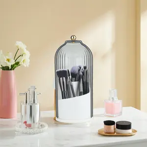 Factory Price Desktop 360-Degree Rotatable Makeup Lipstick Storage Box Transparent Rotating Makeup Brush Holder