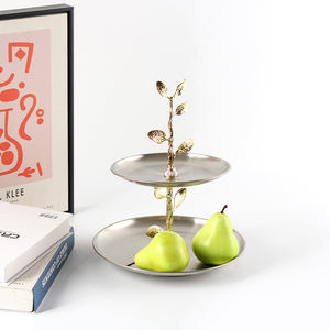 Bandeja de pastel de plata de doble capa de diseño moderno, bandejas de servicio ecológicas <span class=keywords><strong>para</strong></span> cocina o restaurante, venta al por mayor de fábrica - Product Image 3