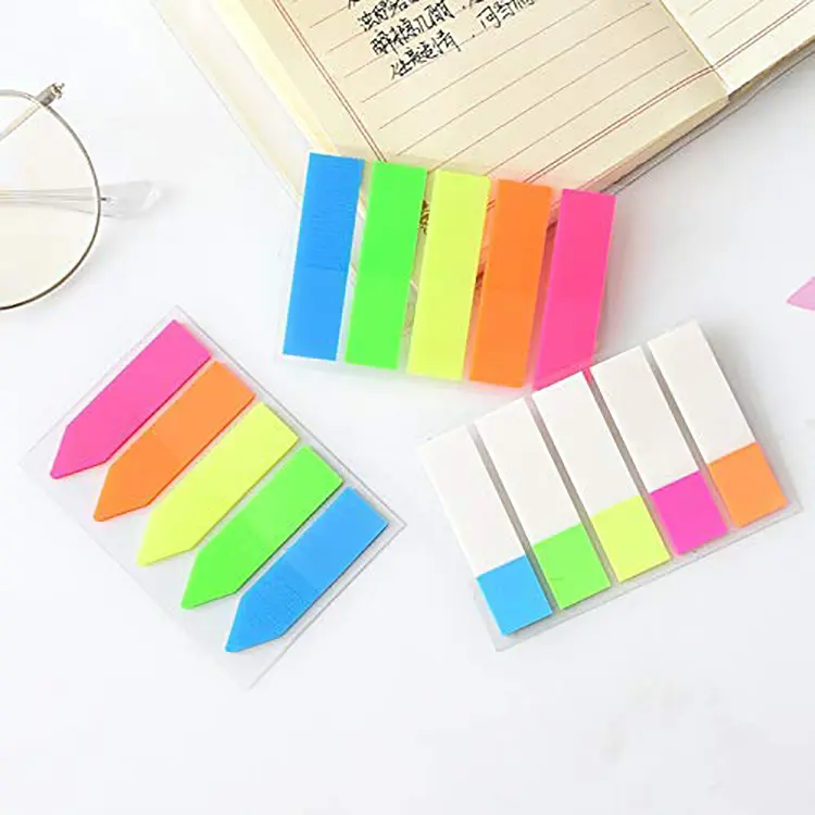 Notas adesivas para escritório, itens para escritório, arco-íris, transparente, bloco de notas adesivas de plástico