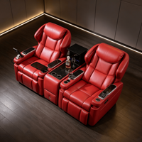 Canapé inclinable électrique multifonctionnel en cuir véritable pour cinéma maison de luxe, idéal pour salle multimédia de villa