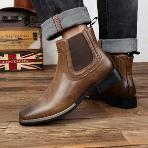 Bottes <span class=keywords><strong>Chelsea</strong></span> pour hommes 8602, style britannique rétro, brodées, à talon épais, mi-mollet, style cowboy occidental, collection automne - Product Image 3