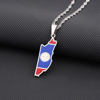 Collier en acier inoxydable avec pendentif carte du Belize et drapeau national, série cartes de pays, décoration mode, souvenir, cadeau