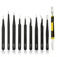 10 pièces/ensemble Outils de maintenance antistatiques Outils de précision industriels Pinces courbées droites Outils de réparation Kit d'outils de réparation et d'entretien