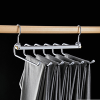 Kabelgebundener Hosenbügel aus Kunststoff, Herrenhosen-Organizer für Kleiderschrank, Badezimmer, Küche, Aufbewahrungstasche, 6-in-1, faltbar, flexibel, Metall, China, Goldfarben