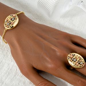 Ensemble de bijoux de mariée plaqué or 14 carats de style Dubaï avec boucles d'oreilles et collier en zircon pour femmes, occasions de fête et de mariage - Product Image 3