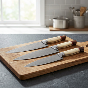 Cuchillo de Chef de Acero de Damasco Forjado a Mano de 8 Pulgadas con Mango Personalizado de Hueso y Madera, Cuchillos de Cocina Profesionales de Acero con Alto Contenido de Carbono - Product Image 3