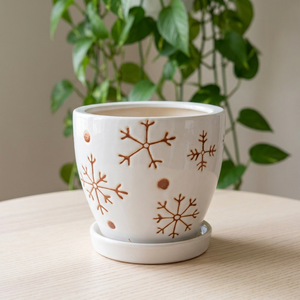 Modern <b>Ceramic</b> <b>Flower</b> <b>Pot</b> with Circular Pattern Glazed Finish for Indoor/Outdoor Home & Garden Desktop Planters - Product Image 3