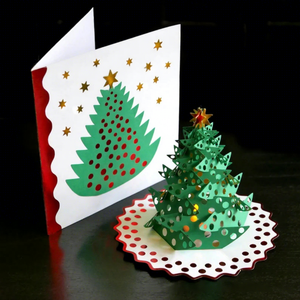 3D Paper Pop-Up Christmas <b>Tree</b> Card With Warm White <b>LED</b> <b>Lights</b> Foldable Indoor Tabletop Decoration - Product Image 5