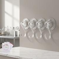 Crochets à ventouse transparents de petite taille, robustes, amovibles et réutilisables pour fixation murale de douche, vente en gros d'usine