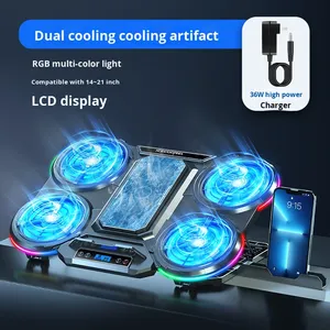 Computer <b>Laptop</b> <b>Cooler</b> High Power RGB Ambient Light Silent Semiconductor Refrigeration <b>Cooler</b> Rack Holder <b>Fan</b> Stand - Product Image 6