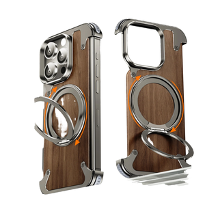 <span class=keywords><strong>Meilleur</strong></span> support magnétique sans cadre en métal bois de pêche 2-en-1 <span class=keywords><strong>coque</strong></span> de téléphone portable quatre coins anti-collision airbags étui de protection pour - Product Image 4