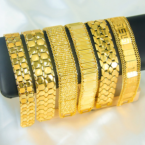 Pulseras Planas de Lujo Estilo Dubai, Personalizadas, Chapadas en Oro de 21k, para Mujeres y Hombres, Joyería para Regalo de Boda o Fiesta - Product Image 1