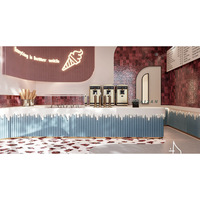 Comptoir de bar à glaces de conception tendance, comptoir de caisse, comptoir de présentation de desserts, gâteaux, pain, aliments, conception sur mesure