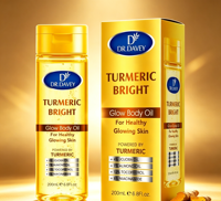 Huile pour le corps éclatante au curcuma DR.DAVEY 200 ml, niacinamide, huile de jojoba, huile d'amande, hydratante, éclaircissante, parfum frais, tous types de peau