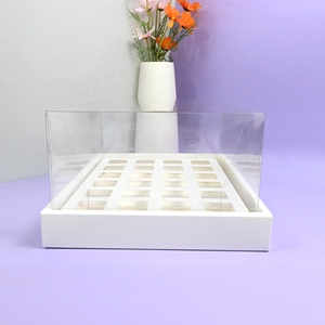 Xjh 6/12/24 Lỗ Rõ Ràng Nhựa Cupcake Tráng Miệng Shooter Hộp Mini Vuông Thông Tư Tráng Miệng Cup Bánh Hộp Cho Bánh Thực Phẩm - Product Image 6