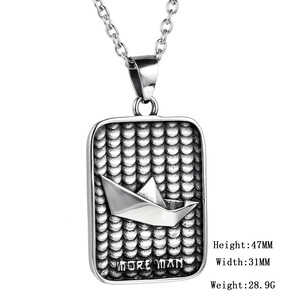 Jd Rock — pendentif carré de vernis miroir, plaque rectangulaire en acier inoxydable avec des étiquettes uniques en papier, Design de <span class=keywords><strong>bateau</strong></span>, pour petits hommes - Product Image 4